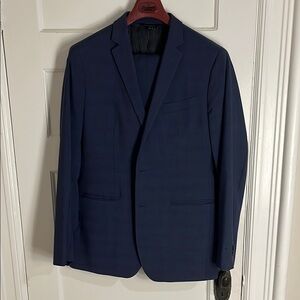 Banana Republic Navy Blue Check Suit